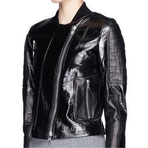 Theory Shezi Polished Leather Biker Jacket Size M